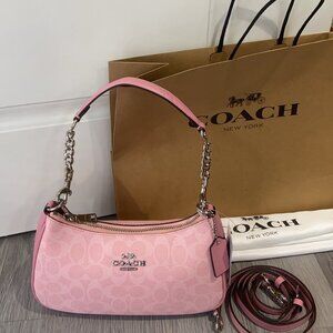 COACH Teri Shoulder Bag In Signature Canvas CV933 Dusty Pink